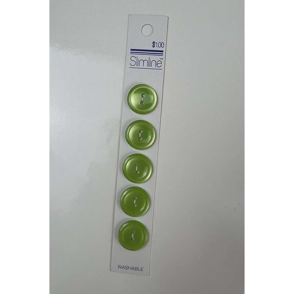 NOS Slimline Sewing Buttons Lime Green 2-Hole 19 MM V331 Replacement Buttons